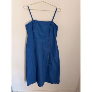 NINE BRITTON Nadine Linen Button Detail Picnic Dress Size Large NWT